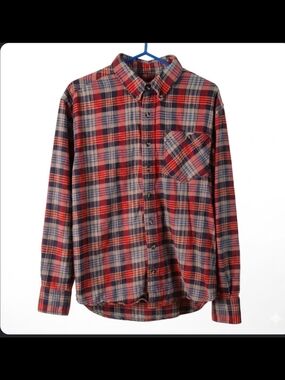 Ranch Tough Red Plaid Flannel Button Down Shirt Long Sleeve Mens XL Regular